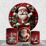 Kit Painel De Festa Feliz Natal Papai Noel + Trio De Cilindros Em Tecido 