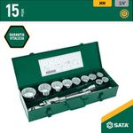 Jogo Soquetes Estriados 3/4" de 3/4" pol com 15 peças SATA - ST09015SJ