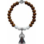 Pulseira Madeira Com Pérola Ns Aparecida