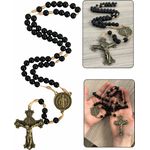 Terço São Bento Preto 10cm Cruz Grande