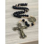 Terço São Bento Preto 10cm Cruz Grande