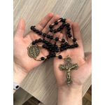 Terço São Bento Preto 10cm Cruz Grande