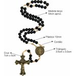 Terço São Bento Preto 10cm Cruz Grande