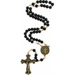 Terço São Bento Preto 10cm Cruz Grande