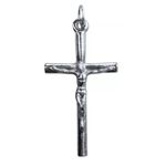 Pingente Crucifixo Tronco Niquelado 4x2,2 Cm E009