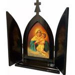 Capela Oratório Mãe Rainha Madeira Original Com Porta 32cm