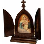 Capela Oratório Mãe Rainha Madeira Original Com Porta 13cm