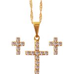 Conjunto Folheado a Ouro Brinco Com Cruz Strass 228