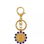 Chaveiro São Bento Dourado Com Strass Azul