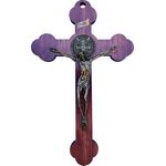 CRUCIFIXO PAREDE MDF COM CRISTO METAL 20,5CM