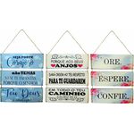 Enfeite Parede Porta Trio Mdf Com Mensagens 28x9,5 Cm