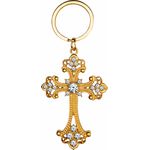 Chaveiro Dourado Cruz Com Strass