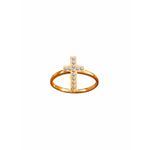 Anel Aço Inox Com Cruz Strass Dourado