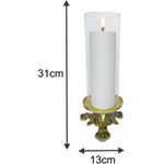 KIT CASTIÇAL CANDELABRO BAIXO 7x13 OURO VELHO COM DONZELA 24X9CM (VELA NÃO INCLUSA)