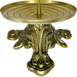 Kit Castiçal Candelabro Baixo 7x13 Ouro Velho Com Donzela 24x9cm (vela Não Inclusa)