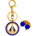 Chaveiro Nossa Senhora Aparecida Redondo Strass Azul