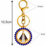 Chaveiro Nossa Senhora Aparecida Redondo Strass Azul
