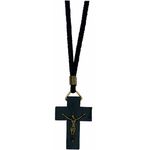 Cordão Cruz Madeira Com Jesus Cristo