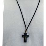 Cordão Cruz Madeira Com Jesus Cristo