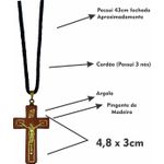 Cordão Cruz Madeira Rogai Por Nós