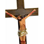 Cruz Crucifixo Parede Madeira Com Jesus Cristo Resina 30cm