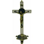 Cruz Crucifixo Mesa Altar Metal Ouro Velho São Bento