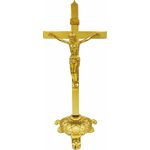 Cruz Crucifixo Mesa Altar Dourado Com Base 26,5cm
