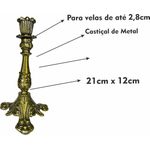 Castiçal Candelabro Ouro Velho Para Vela De Até 2,5cm