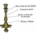 Castiçal Candelabro Ouro Velho Para Vela De Até 2,5cm