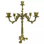 Castiçal Candelabro 5 Velas Metal Dourado Envelhecido