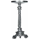 Castiçal 01 Vela 30cm Com Prato Prata Velha - Base Para Vela 11cm