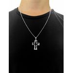 Corrente Com Crucifixo Aço Inox Vazado