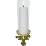 Kit Castiçal Candelabro Baixo 7x13 Ouro Velho Com Donzela 24x9cm (vela Não Inclusa)