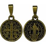 Pingente Medalha São Bento Ouro Velho Pequena 14 Mm