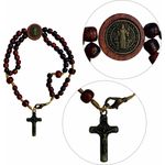Terço Pulso Pulseira Madeira São Bento Com Aplique (p104)
