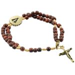 Rosário Terço Pulso Pulseira Madeira Nossa Senhora Aparecida Metal (p73-04)