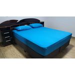 Lençol Malha Queen Liso Azul Piscina elástico com 2 Fronhas 