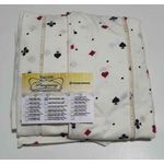 Lençol Malha Casal Padrão Estampado Baralho com fundo marfim e 2 fronhas 