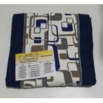 Lençol Malha Casal Padrão Liso Azul Marinho com a faixa das fronhas estampadas e 2 fronhas