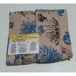 Lençol Malha Casal Padrão Estampado Florido Azul e Preto com fundo Areia e 2 fronhas 