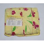 Lençol Malha Casal Padrão Estampado Florido Vermelho com fundo Amarelo elastico com 2 Fronhas 