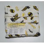 Lençol malha Solteiro Estampando Batman Preto Amarelo com fundo marfim com 1 Fronha 