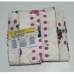 Lençol Malha Casal Padrão Estampado Flores Rosa Cinza com fundo marfim