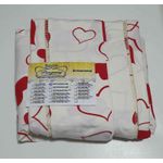 Lençol Malha Casal Padrão Estampado Coração Vermelho com fundo marfim