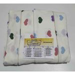 Lençol Malha Casal Padrão Estampado Coração Colorido com fundo marfim