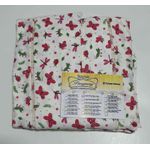 Lençol Malha Casal Padrão Estampado Borboletas Vermelha com fundo marfim