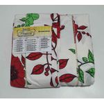 Lençol Malha Casal Padrão Estampado Florido Vermelho Verde com fundo marfim