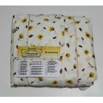 Lençol Malha Queen Estampado Girassol Amarelo com fundo marfim