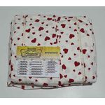 Lençol Malha Queen Estampado Coraçãozinho Vermelho com fundo marfim 