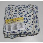 Lençol Malha Queen Estampado Florzinhas Azul com fundo Marfim e 2 fronhas